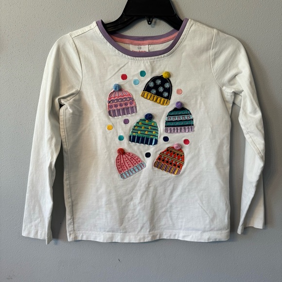 Hanna Andersson Other - Hanna Andersson Kids White‎ Winter Beanie Graphic Long Sleeve Tee Size 140